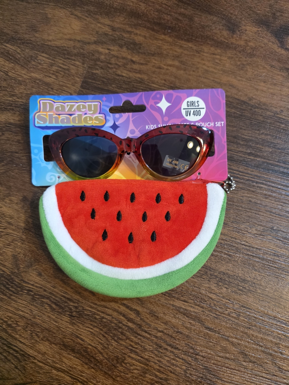 Girls' Shark Eyes Red And Green Watermelon Sunglasses And Case UCV 400